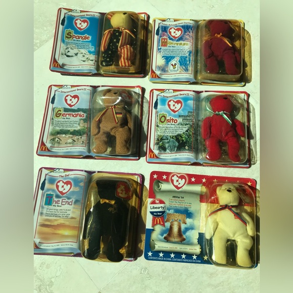 Ty Other - Vtg 6 Ty Beanie Babies Spangle, Millennium,Osito,Germania, Liberty, The End NWT